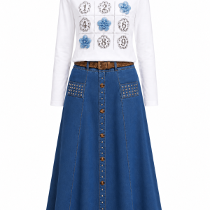 ست زنانه دامن جین آبی - Image 2