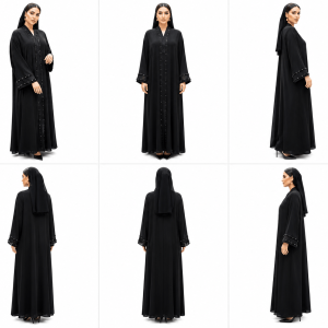 عبای زنانه سیاه سنگدوزی شده مدل مجلسی - Image 3