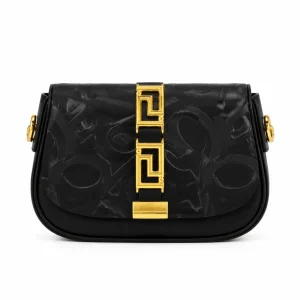 کیف زنانه سیاه مدل دوشی با قفل طلایی - Image 4