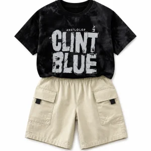 ست تیشرت شورتک پسرانه طرح CLINT BLUE - Image 6