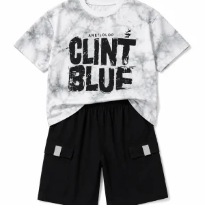ست تیشرت شورتک پسرانه طرح CLINT BLUE - Image 4