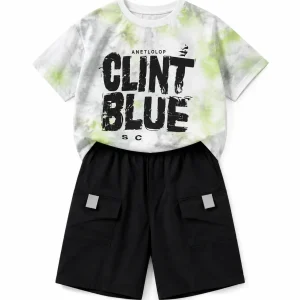 ست تیشرت شورتک پسرانه طرح CLINT BLUE - Image 2