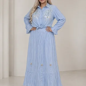 ست بلوز و دامن زنانه گل‌دوزی‌دار مدل ماکسی - Image 3