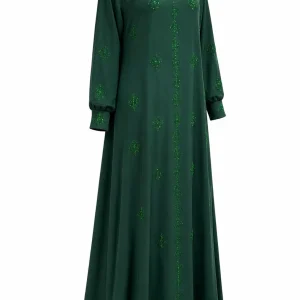 عبای زنانه سبز تیره مدل نگیندوزی - Image 3