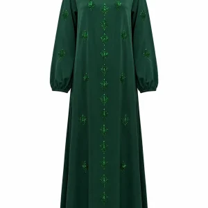 عبای زنانه سبز تیره مدل نگیندوزی - Image 4