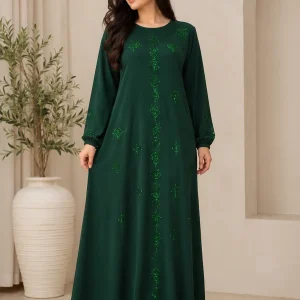 عبای زنانه سبز تیره مدل نگیندوزی - Image 2