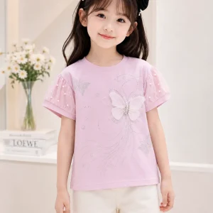 تیشرت دخترانه پروانه‌ای مدل مرواریدی - Image 5