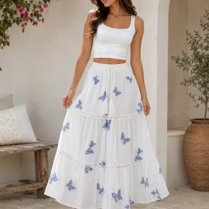 دامن سفید زنانه مدل گلدوزی‌دار - Image 3