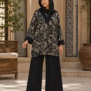 ست زنانه پوشیده مدل تونیک و شلوار طرح‌دار - Image 2