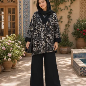 ست زنانه پوشیده مدل تونیک و شلوار طرح‌دار - Image 3