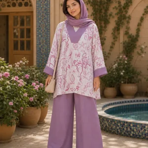 ست زنانه پوشیده مدل تونیک و شلوار طرح‌دار - Image 4