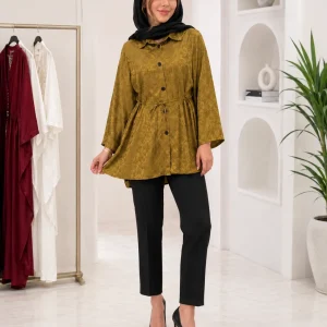 ست زنانه خردلی با شلوار سیاه - Image 3